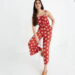 Madewell Red Floral Daisy Print Jumpsuit